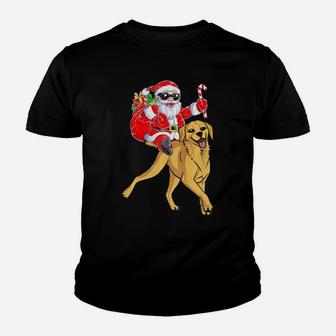 Santa Claus Riding Labrador Retriever Xmas Gifts Dog Youth T-shirt - Monsterry