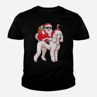 Santa Claus Riding Poodle Xmas Gifts Dog Youth T-shirt - Monsterry UK