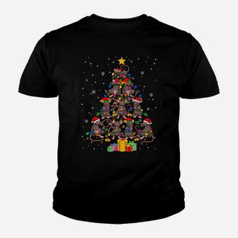 Santa Elf Reindeer Rat Christmas Tree Xmas Lights Rat Animal Youth T-shirt | Crazezy CA