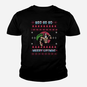 Santa Gym Bro Ho Ho Merry Liftmas Youth T-shirt - Monsterry