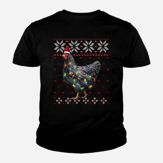 Santa Hat Christmas Lights Chicken Sweater, Funny Xmas Tree Sweatshirt Youth T-shirt | Crazezy DE