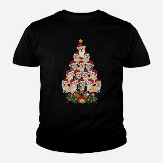 Santa Hat Corgi Dog Xmas Gift Corgi Christmas Tree Youth T-shirt | Crazezy