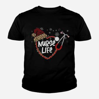 Santa Hat Plaid Nurse Life Youth T-shirt - Monsterry