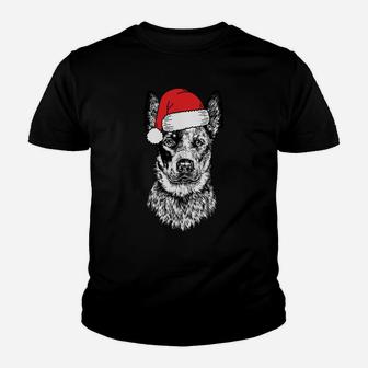 Santa Heeler Australian Cattle Dog Ugly Christmas Sweatshirt Youth T-shirt | Crazezy DE