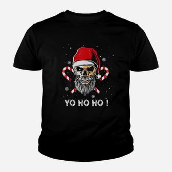 Santa Pirate Funny Christmas Jolly Roger Flag Skull Beard Youth T-shirt - Thegiftio UK