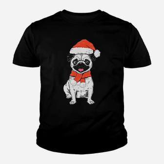 Santa Pug Christmas Funny Xmas Pug Youth T-shirt | Crazezy