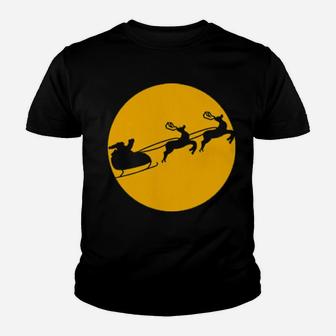 Santa With Sleigh And Reindeers Youth T-shirt - Monsterry AU