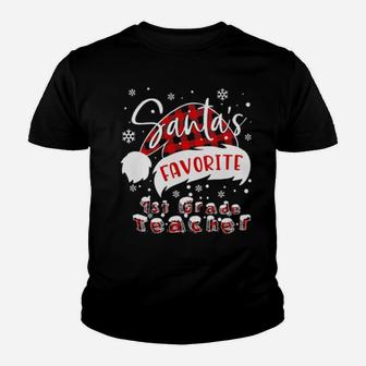 Santa's Favorite 1St Grade Teacher Youth T-shirt - Monsterry