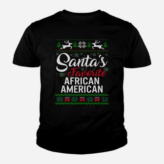 Santas Favorite African American Christmas Ugly Family Sweatshirt Youth T-shirt | Crazezy