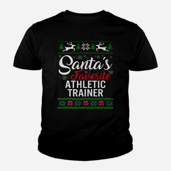 Santas Favorite Athletic Trainer Christmas Ugly Family Youth T-shirt | Crazezy CA