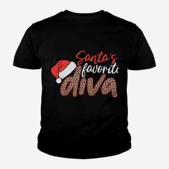 Santa's Favorite Diva Leopard Christmas Merry Xmas Gift Sweatshirt Youth T-shirt | Crazezy DE