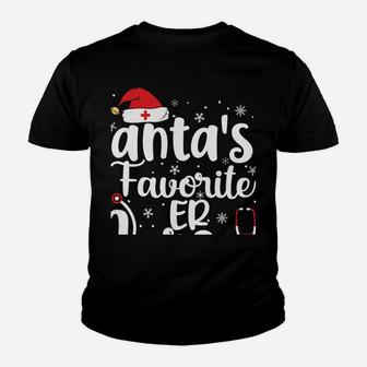 Santa's Favorite Er Nurse Merry Christmas Cute Nurse Gifts Sweatshirt Youth T-shirt | Crazezy