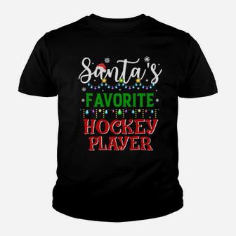 Santa's Favorite Hockey Player Matching Family Xmas Youth T-shirt - Monsterry