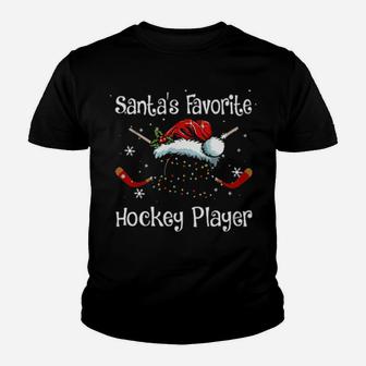 Santas Favorite Hockey Player Youth T-shirt - Monsterry