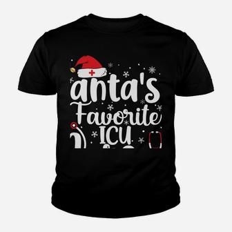Santa's Favorite Icu Nurse Merry Christmas Cute Nurse Gifts Sweatshirt Youth T-shirt | Crazezy