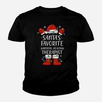 Santa's Favorite Mental Health Therapist Santa Xmas Light Sweatshirt Youth T-shirt | Crazezy