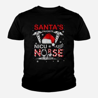 Santa's Favorite Nicu Nurse Funny Christmas Nurse Gift Youth T-shirt | Crazezy