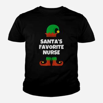 Santa's Favorite Nurse Christmas Funny Gift Youth T-shirt | Crazezy