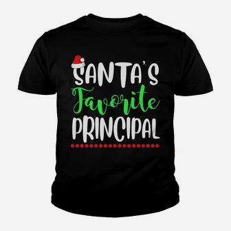 Santa's Favorite Principal School Gift Funny Xmas Youth T-shirt | Crazezy
