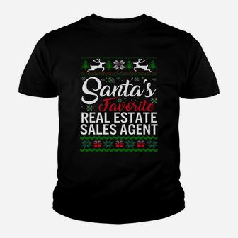 Santas Favorite Real Estate Sales Agent Christmas Ugly Famil Sweatshirt Youth T-shirt | Crazezy