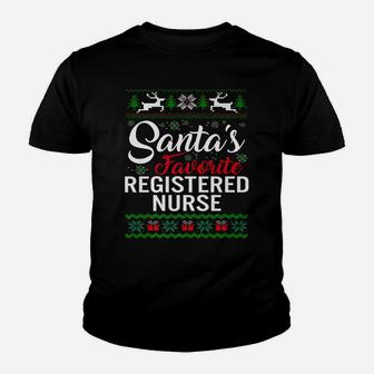 Santas Favorite Registered Nurse Christmas Ugly Family Youth T-shirt | Crazezy