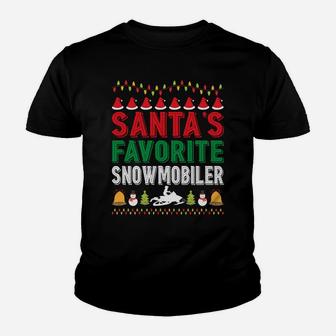 Santa's Favorite Snowmobiler Christmas Ornament Xmas Holiday Youth T-shirt | Crazezy
