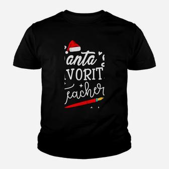 Santa's Favorite Teacher Christmas Xmas Gift Proud Teacher Sweatshirt Youth T-shirt | Crazezy