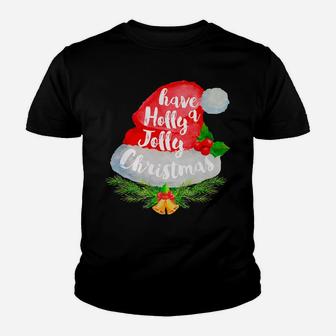 Santa's Hat Gingle Bells Merry Christmas Xmas Holidays Gift Youth T-shirt | Crazezy