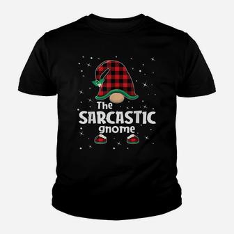 Sarcastic Gnome Buffalo Plaid Matching Christmas Gift Pajama Youth T-shirt | Crazezy