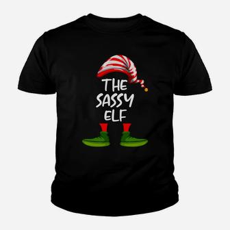 Sassy Elf Family Matching Christmas Group Funny Gift Pajama Youth T-shirt | Crazezy