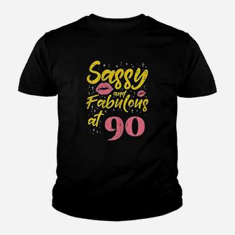 Sassy Fabulous 90 Year Old Happy 90Th Birthday Gift Youth T-shirt | Crazezy UK