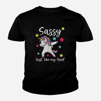 Sassy Like My Aunt Unicorn Cute Matching Niece And Auntie Youth T-shirt | Crazezy