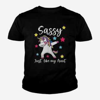 Sassy Like My Aunt Unicorn Cute Matching Niece And Auntie Youth T-shirt - Thegiftio UK