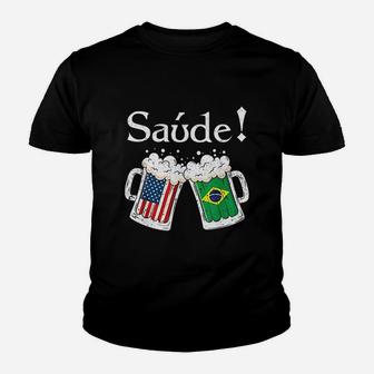 Saude American Brazilian Flag Youth T-shirt | Crazezy
