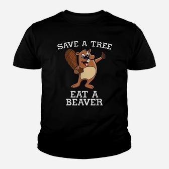 Save A Tree Eat A Beaver Otter Youth T-shirt | Crazezy