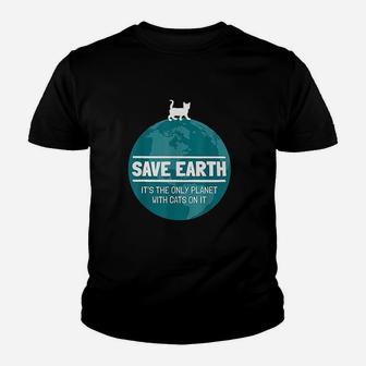 Save Earth Funny Cat Youth T-shirt | Crazezy