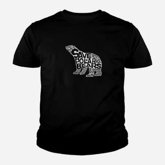Save Polar Bears Silhouetted Polar Bear Word Cloud Youth T-shirt - Thegiftio UK