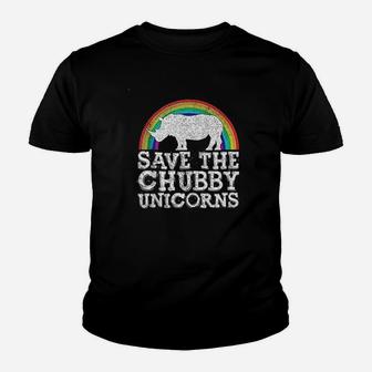 Save The Chubby Unicorns Gift Rhino Conservation Rainbow Youth T-shirt | Crazezy
