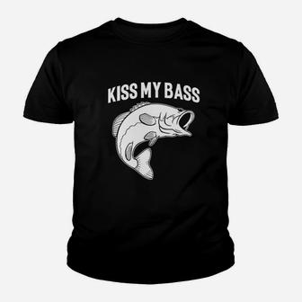 Sayings Fishing Kiss My Bass Youth T-shirt | Crazezy AU