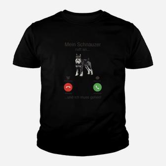 Schnauzer Telefonanruf Schwarzes Kinder Tshirt mit Lustigem Spruch - Seseable