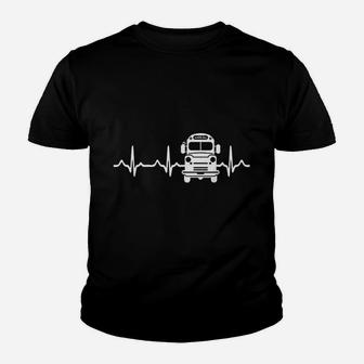 School Bus Driver Hearbeat Ekg Monitor Bus Driver Gift Youth T-shirt - Thegiftio UK