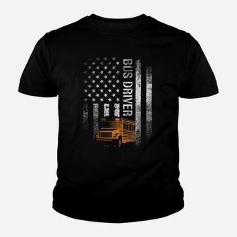 School Bus Driver Usa American Flag Funny Bus Driver Gift Youth T-shirt | Crazezy