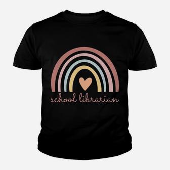 School Librarian Boho Rainbow Library Funny Back To School Sweatshirt Youth T-shirt | Crazezy