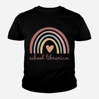 School Librarian Boho Rainbow Library Funny Back To School Youth T-shirt | Crazezy DE