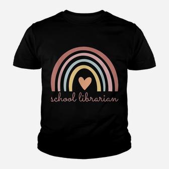 School Librarian Boho Rainbow Library Funny Back To School Youth T-shirt | Crazezy CA