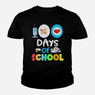 School Nurse 100 Days Of School Gift Teacher Student Nursing Youth T-shirt | Crazezy