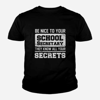 School Secretary Secrets Education Receptionist Youth T-shirt | Crazezy