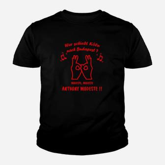 Schwarz-Rotes Anthony Modeste II Fan-Kinder Tshirt mit Slogan, Handzeichen Design - Seseable