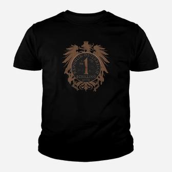 Schwarzes Herren-Kinder Tshirt mit Vintage-Kompass & Löwen-Wappen Design - Seseable