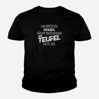 Schwarzes Kinder Tshirt, Teufel Mut Antrinken Spruch, Freches Outfit - Seseable